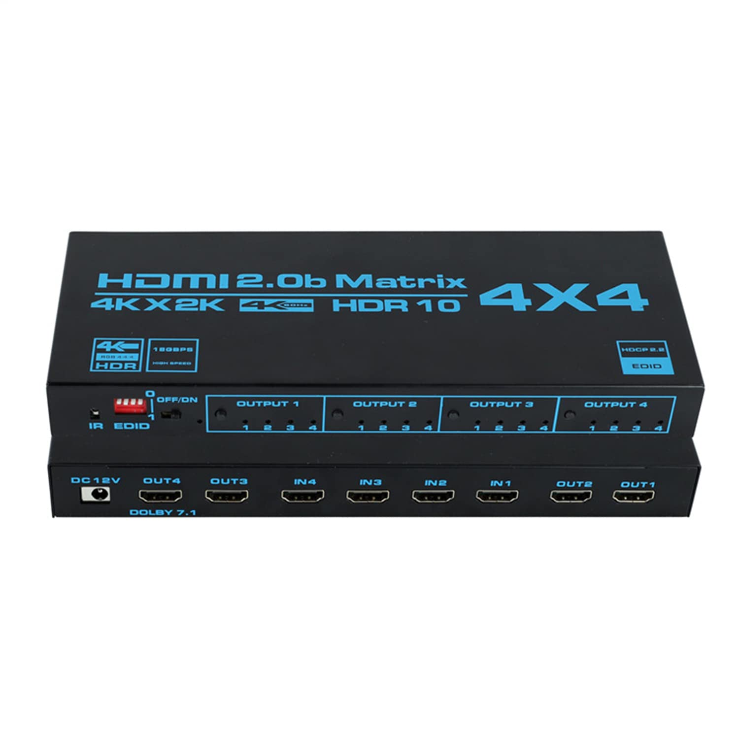 Selettore matriciale 4X4,Matrice 4K HDMI 4 ingressi 4 uscite Matrice HdMI 2.0 Porte 4x4 Supporta 4K @ 60Hz 4K Dolby Vision HDR HDCP 2.2 Supporto del telecomando