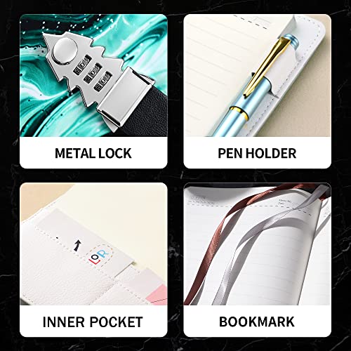 ZXHQ Tagebuch mit Schloss für Mädchen und Frauen, geheimes Schloss-Tagebuch mit exquisitem Musterdesign, nachfüllbares Notizbuch aus Kunstleder, Größe A5 (21 x 15 cm) Stil E-1