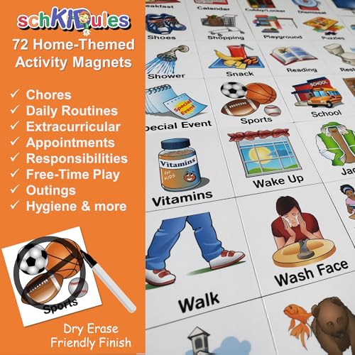 Kids Visual Schedule Magnets and Headings: SchKIDules 93Pc Home Collection for Daily Routines, Chores, Executive Functioning, Behavioral Supports, Communication-Good for Toddlers, ADHD, Autism - Image 5