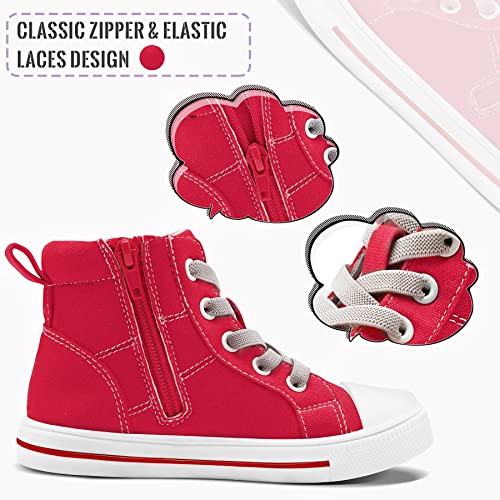 K KomForme Kids Sneakers for Boys and Girls Toddler Canvas High Top Walking Causal Shoes with Zipper2