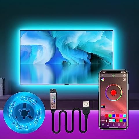 KEXU LED Lights for TV 9.84ft USB Led Strip Lights for 22-65 in TV LED Lights RGB Music Sync TV Backlights with APP Control LED Lights for Bedroom Décor Cover