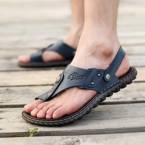 Mens Sandals Indoor and Outdoor Beach Flip Flop Casual Thong Leather Slip On Two uses Athletic Slipper Soft - Image 3