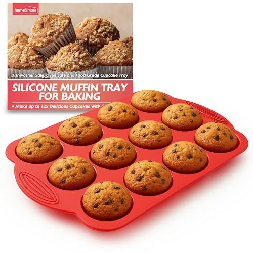 SOL 1pk Silicone Muffin Tray 12 Cup Non-Stick Baking Mould for Cupcakes Fairy Cakes Mini Quiches & Bites Flexible Bakeware for Oven Use Easy Release & Quick Clean-Up