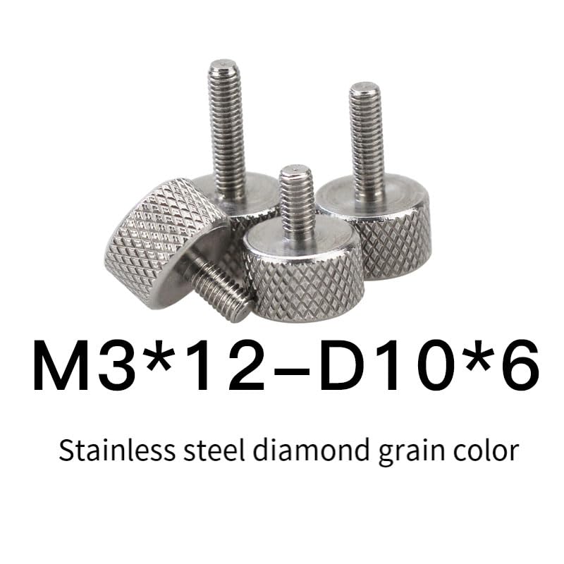 5/20 szt. Śruby radełkowane z łbem cylindrycznym ze stali nierdzewnej M3 M4 M5 dokręcane ręcznie, regulowane, śruby anty-wypadkowe(20 Pcs,M3x10 D10x6)