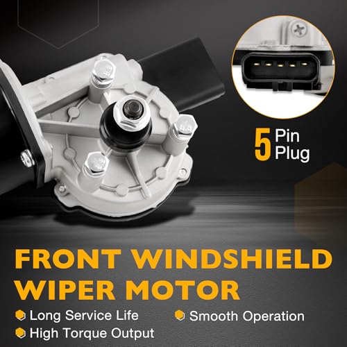 Image of Front Windshield Wiper Motor Compatible with Jeep Wrangler Sport Utility 2007-2017, 2018 Wrangler JK, 5-Pin Plug, Wiper Motor Replace# 40458 55077859AB