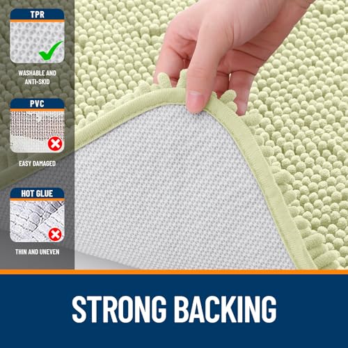 Image of OLANLY Bathroom Runner Rugs 59x20, Soft Absorbent Chenille Bath Rugs, Rubber Backing Quick Dry, Machine Washable Long Bath Mats for Bathroom Floor, Tub and Shower, Home Decor Accessories, Vanilla