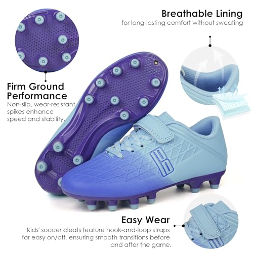 Image of brooman Kids Firm Ground Soccer Cleats Boys Girls Football Cleats with Soccer Socks