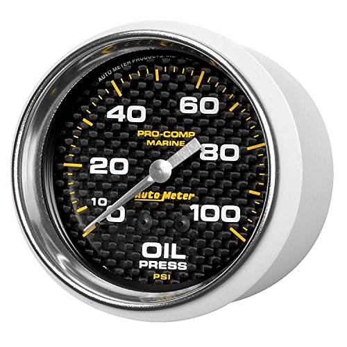 Autometer Gauge, Oil Pressure, 2 5/8", 100Psi, Mechanical, Marine Carbon Fiber (200777-40),Multi #TOP8