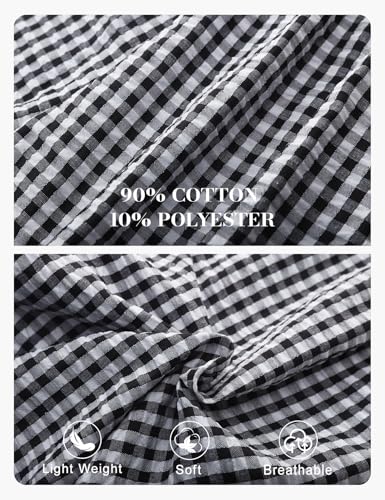 PEHMEA Cotton Gingham Boxer Pants for Women Casual Plaid Harem Trousers Y2K Beach Lounge Bottoms with Pockets4