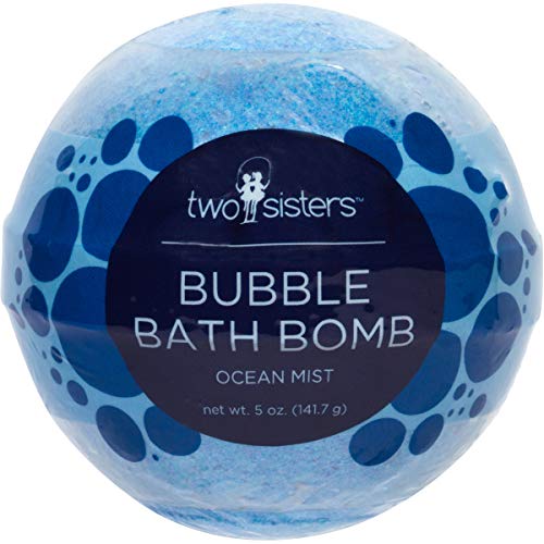 Ocean Mist Bubble Bath Bomb by Two Sisters Spa. Large 99% Natural Fizzy for Women, Teens and Kids. Moisturizes Dry Sensitive Skin. Releases Color, Scent, and Bubbles. Handmade in USA