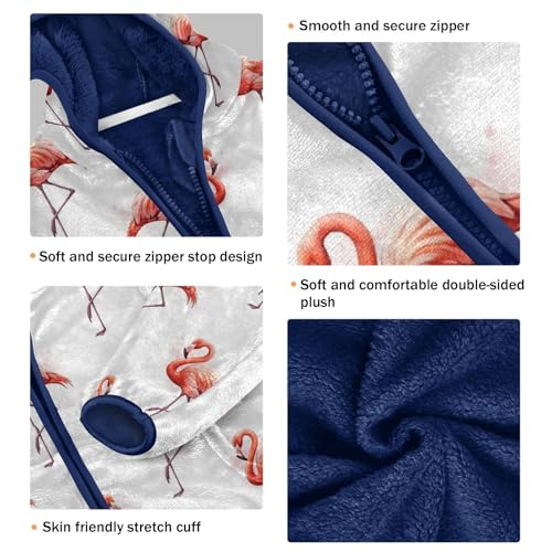 CHIFIGNO Flamingos White Toddler Warm Thick Fleece Outerwear Jackets with Polar Fleece Lining 3T3