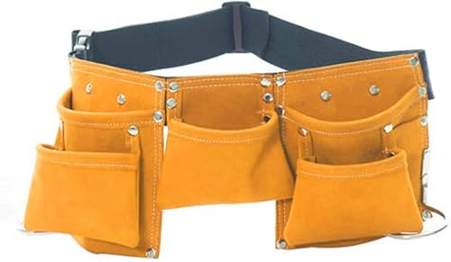 Mochalight Cinturón de herramientas ajustable para niños, bolsa de herramientas de carpintería para niños, kit de herramientas de cuero ajustable