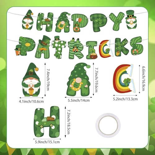 Image of Happy St. Patrick's Day Banner Lucky Shamrock Banner Decorations St Patricks Day Clover Garland for Irish Themed Party Supplies St Patricks Party Supplies Birthday Decorations