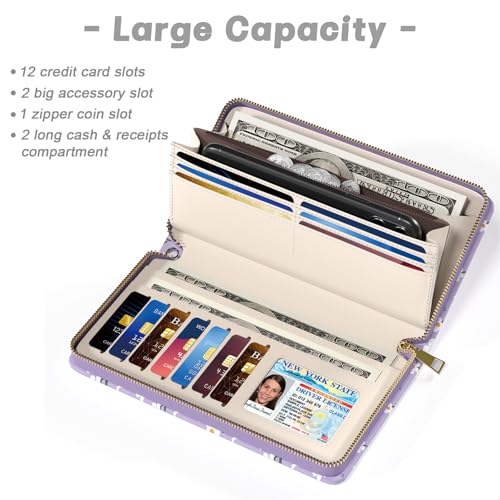 Image of Aiawoxc Womens Wallet, RFID Wristlet Wallets for Women, Ladies Clutch Purses, Large Travel Card Holder with Phone Holder | RFID