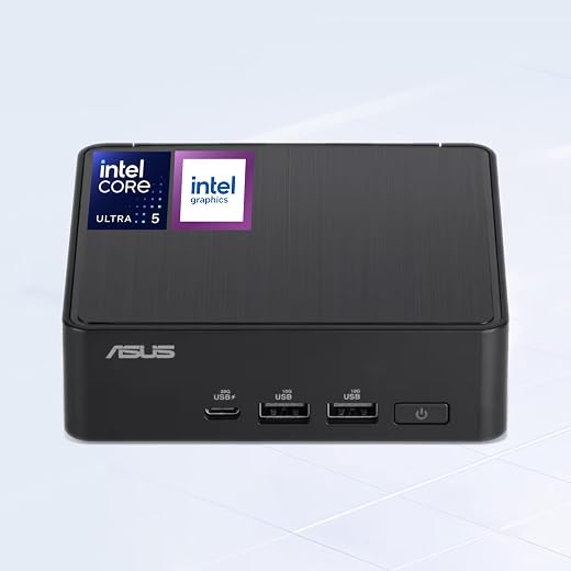 ASUS NUC Pro 14 Ultra 5 AI Mini Desktop, Intel Ultra 5, 16GB DDR5 RAM, 512GB SSD, Wi-Fi 6, HDMI, Bluetooth, Windows 11 Pro, Black, Support Home/Business/Gaming