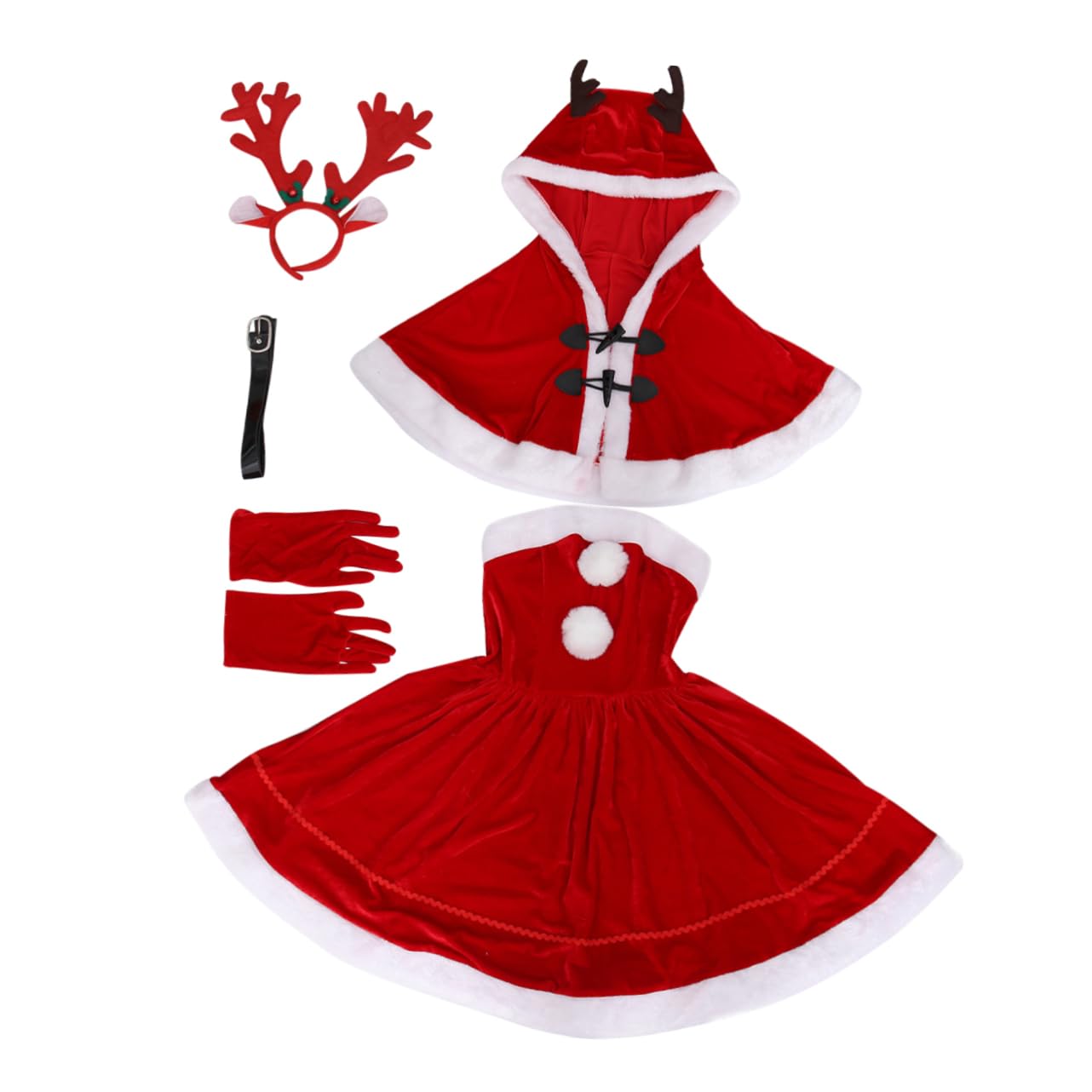 Ipetboom Disfraz de Cosplay Navideño para Fiesta Bonito Vestido de Alce Color Rojo para Espectáculos Navideños y Celebraciones de Belleza