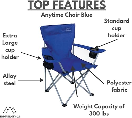 Miniatura 10 de MOUNTAIN SUMMIT GEAR Silla Anytime para camping, deportes y exteriores con bolsa de transporte, sillas de camping para adultos, silla plegable para