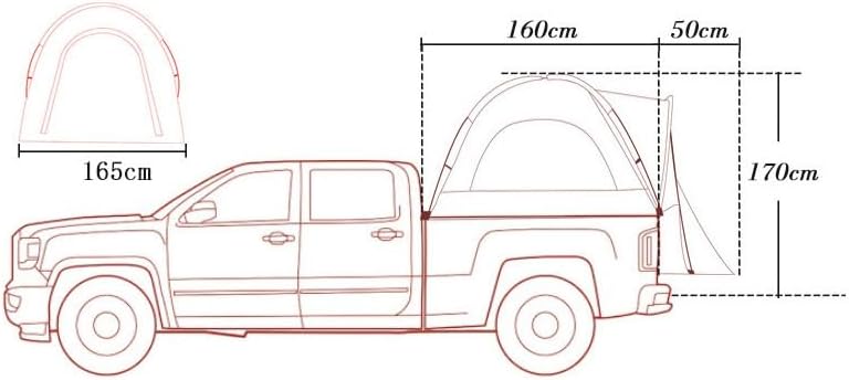Truck Bed Tent for Hyundai Santa Cruz SE, PU2000mm Rain-Resistant Camping Shelter for Pickup Use, Breathable Durable Design for Outdoor, Easy to Install,S: (160+50) × 165 × 170 (150) cm