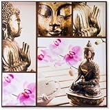 Tableau toile zen Bouddha et orchidées. 2 modèles au choix