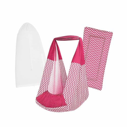Image of Premium Swing Cradle Set | Hanging Swing Cradle, Removable 5-Layer Padded Bed & Mosquito Net | Up to 15 kg | Red Stripes