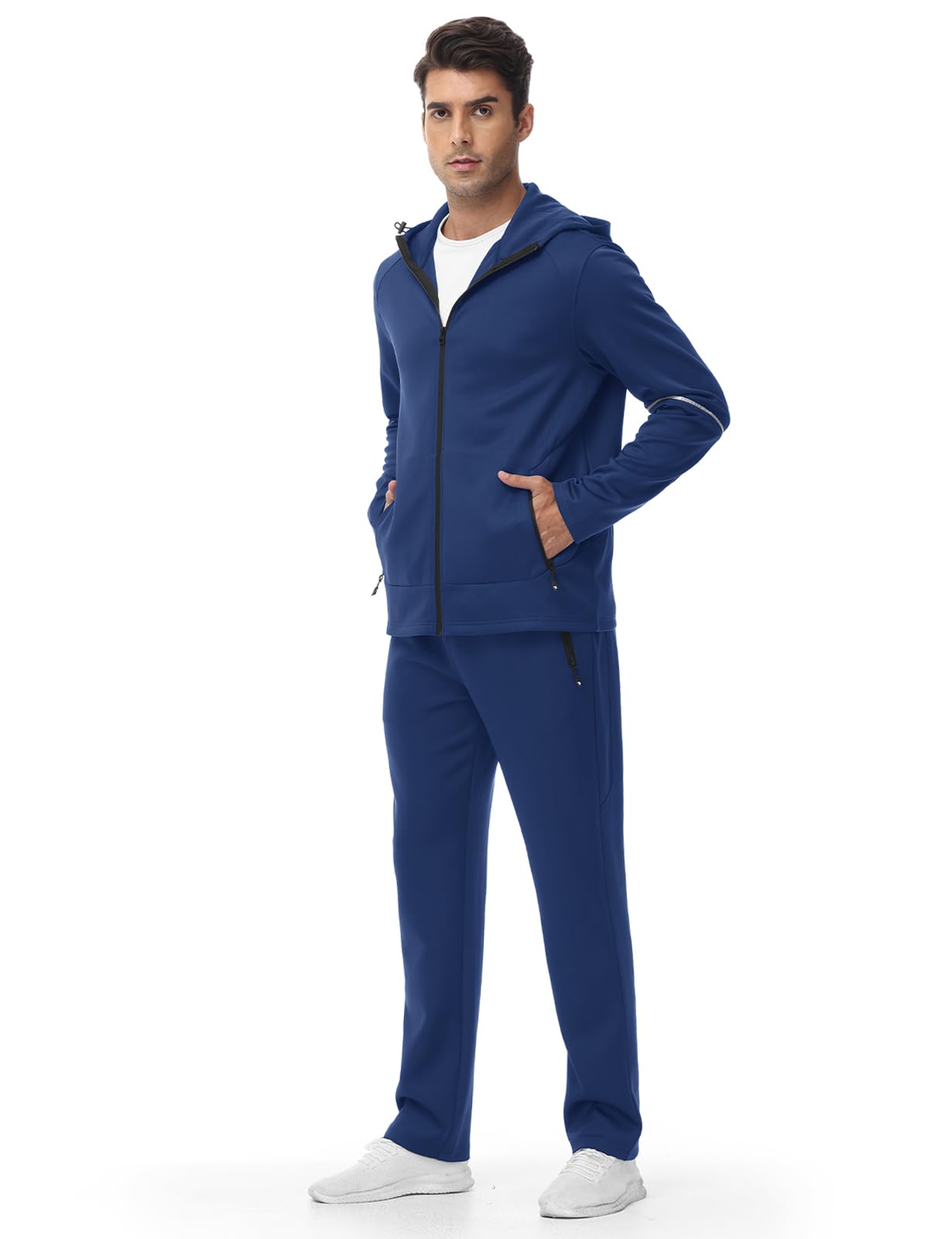 YSENTO Męski dres treningowy, dres do joggingu, strój sportowy, 2-częściowy strój fitness, streetwear, strój rekreacyjny z kapturem