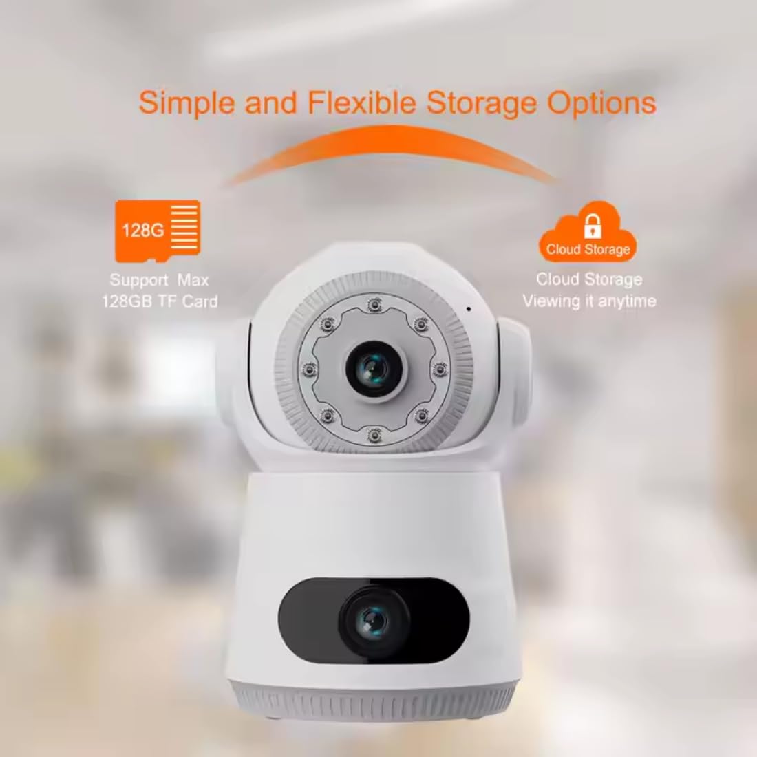OneXsale Indoor, Dual Lens WiFi Cameras for Home Shop Security, Night Mode, Pet Camera with Phone App, 3MP Indoor Security Camera, Motion Detection, 2-Way Audio 4