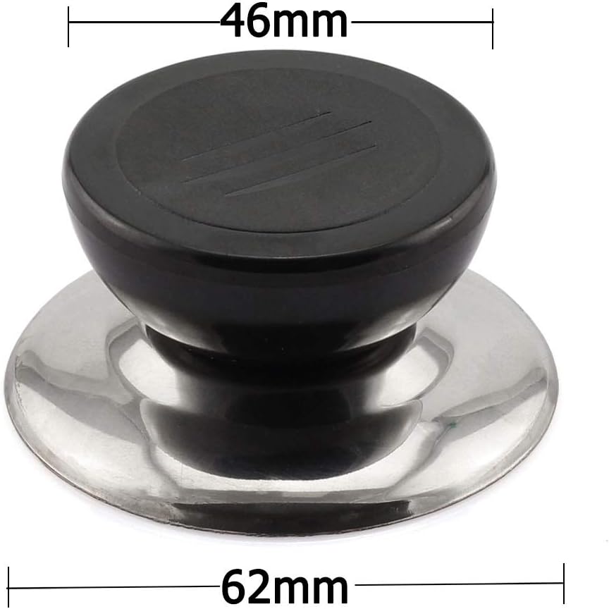 PZRT 2-piece universal pot lid handle, mounting screw M5, for 6mm mounting holes, kitchen cookware replacement pot handle lid lid handle lid, stainless steel base round plastic fixed knob handle