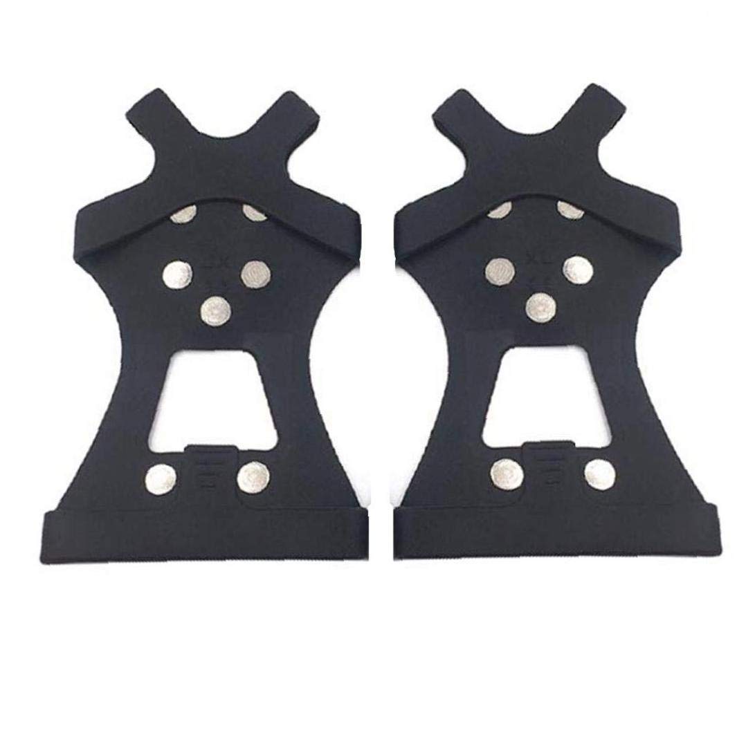 Crampons Crampons de Glace Traction Chaussures antidérapantes poignées Chaussures Couverture Crampons de Glace Bottes de randonnée Crampons avec 10 Dents Noir L 1 Paire