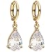 Produktbild MYA art Premium Damen Goldene Creolen Ohrringe Hängend Ohrhänger mit Zirkonia Stein Tropfen-Anhänger Gold Vergoldet Gelbgold Weiß MYAGOOHR-31