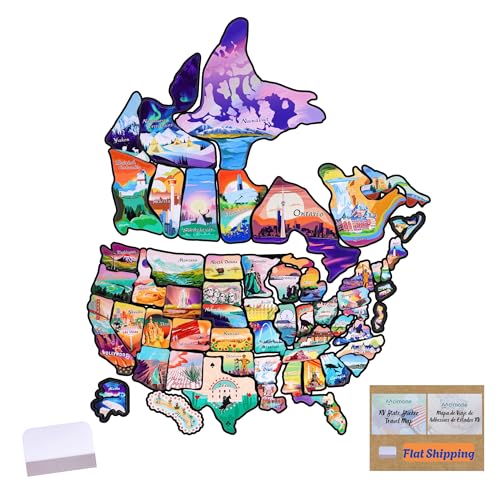 RV State Travel Map Sticker 11 x 15 Visited States & Provinces Sticker Decals for Outdoors & Indoors- Road Trip Map of USA & Canada - Waterproof Fade-Resistant for Door or Wall