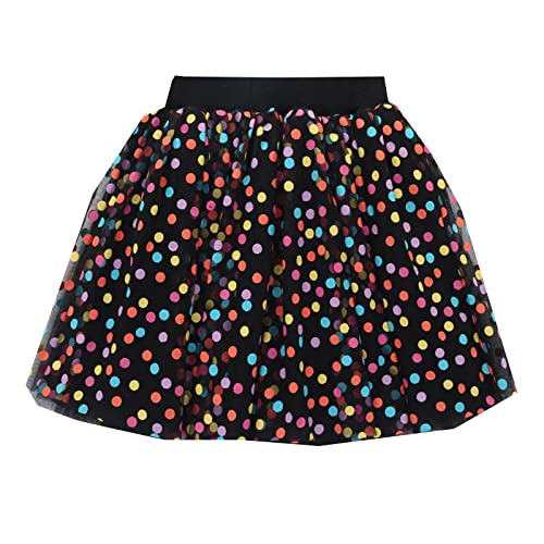 Little Girl Layered Tutu Skirt Baby Toddler Girl Polka Dots Tulle Skirt Dance Birthday Carnival Party (Black, 3-4 Years)