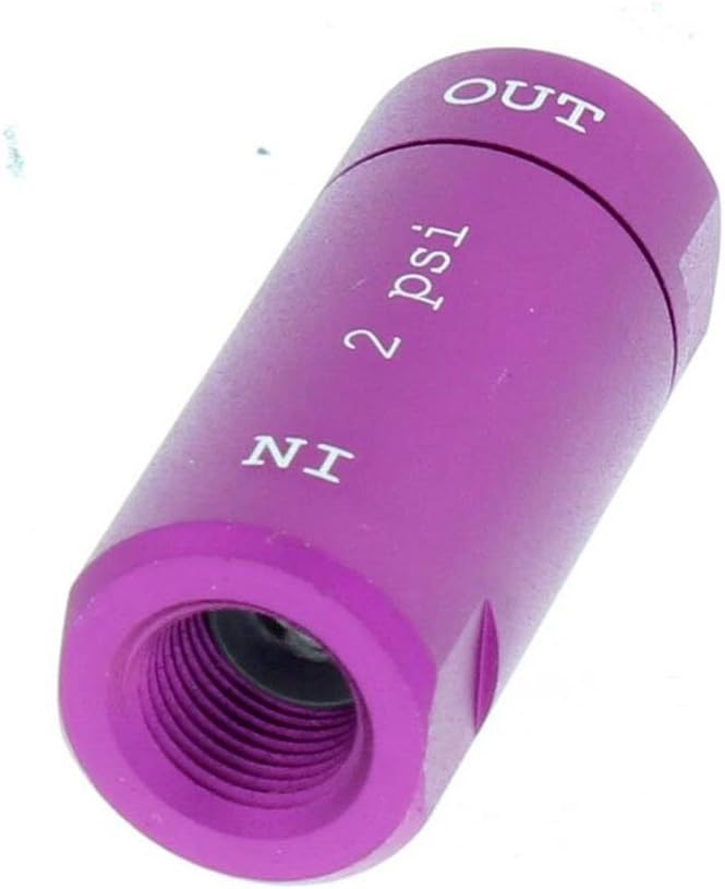 Speedway Motors 2 PSI Disc Brake Residual Pressure Valve Purple Inline Check Valve 1/8 NPT Ports for Master Cylinder to Caliper Applications