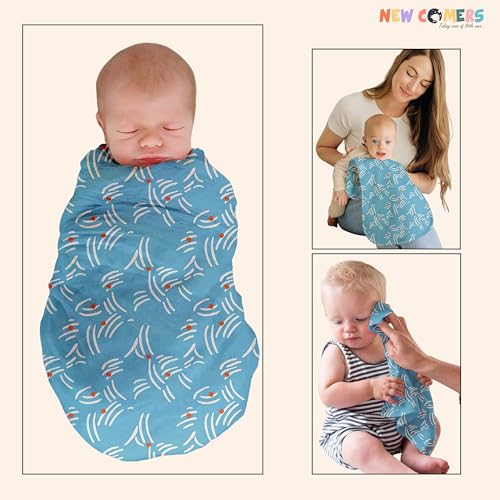 Image of NEW COMERS Baby Muslin Cloth Set | 6 Pcs Double Layered Pure Cotton Swaddle Wrap | Soft & Absorbent Baby Burp Cloth & Reusable Washcloth Towels, White (SBW 08)