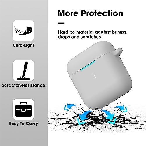 Image of Sounce Earphone Case Cover Compatible with Boat Airdopes 141, Soft Silicone Skin Case Cover Shock-Absorbing Protective Case with Keychain[Front LED Visible] - Grey -(Case Cover Only)