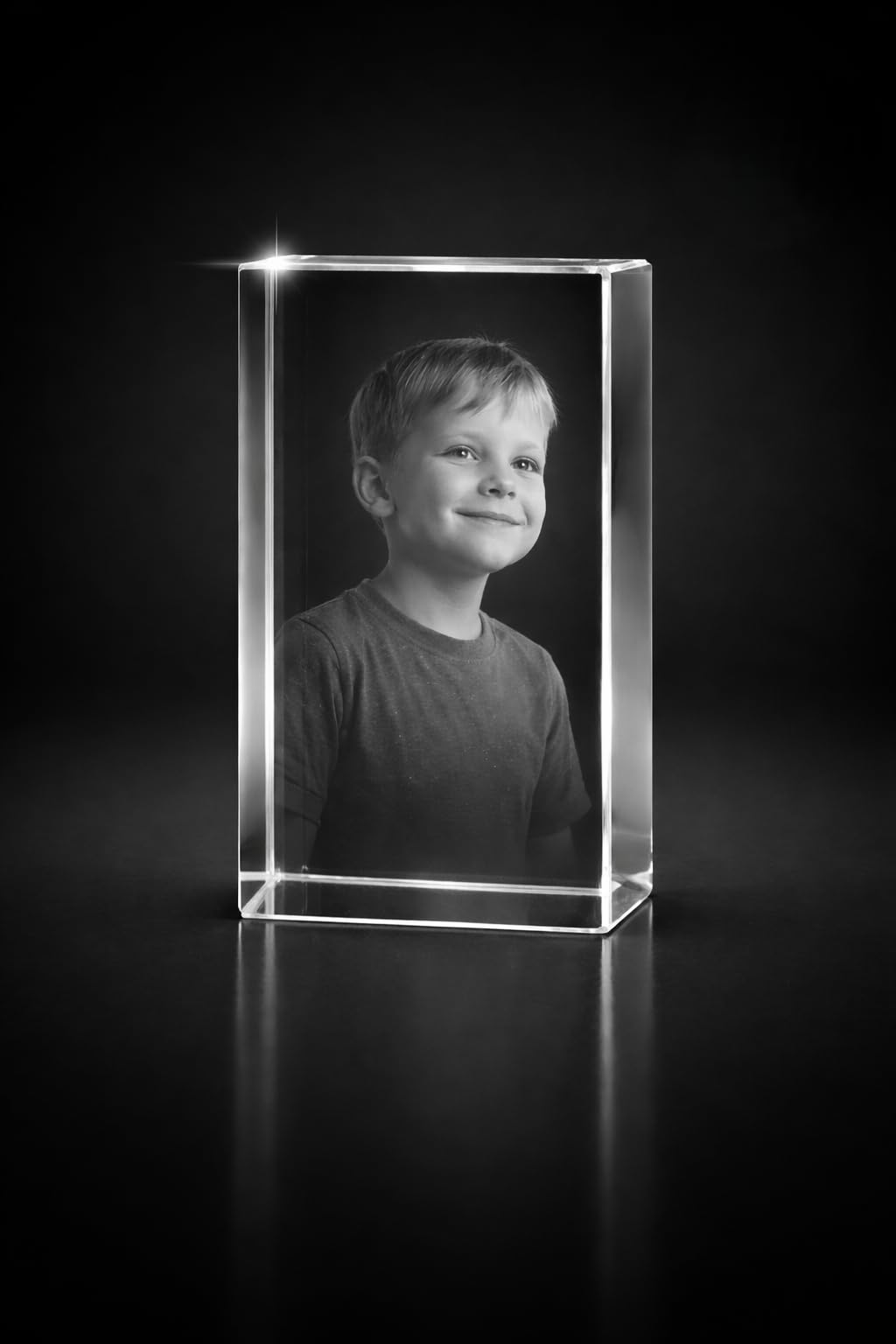 Giftic 3d Laser Engraved Classic Rectangle Crystal Custom Photo Print, Personalised Gifts, dad/mom, Anniversary Couples Gifts (Tall, Large: 12x8x6cm, Glass Crystal)