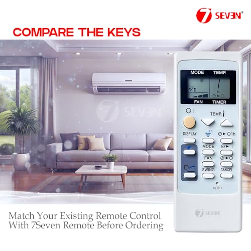 Image of 7SEVEN Compatible with Sharp AC Remote Control CRMC-A751JBEZ Model 76A Suitable for Split and Window 1 1.5 2 Ton Air Conditioner - Match Each Keys Exactly to Replicate Genuine Remote Function