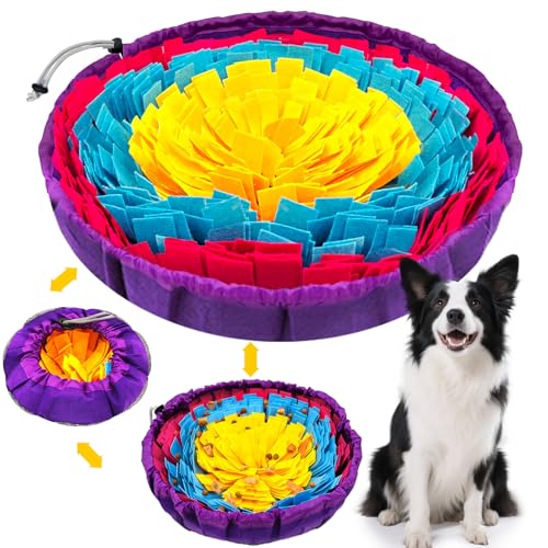 PETCARE Snuffle Mat for Dogs Adjustable Slow Feeder Bowl Interactive Enrichment Puzzle Toys for Small Medium Large Breed Dogs Cats Puppy Sniff Foraging Mats Mental Stimulation Treat Game 19*19 inch