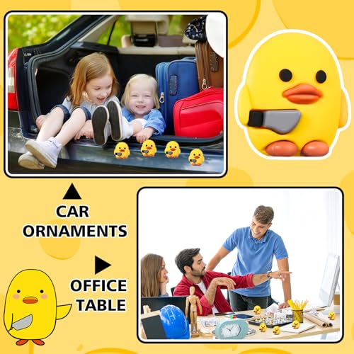 Image of Gejoy 50 Pcs Mini Rubber Ducks Holding Knife Cute Small Rubber Ducks Funny Evil Car Dashboard Ornaments Assorted Figurines Bulk for DIY Crafts Birthday Gifts Holiday Party Favors