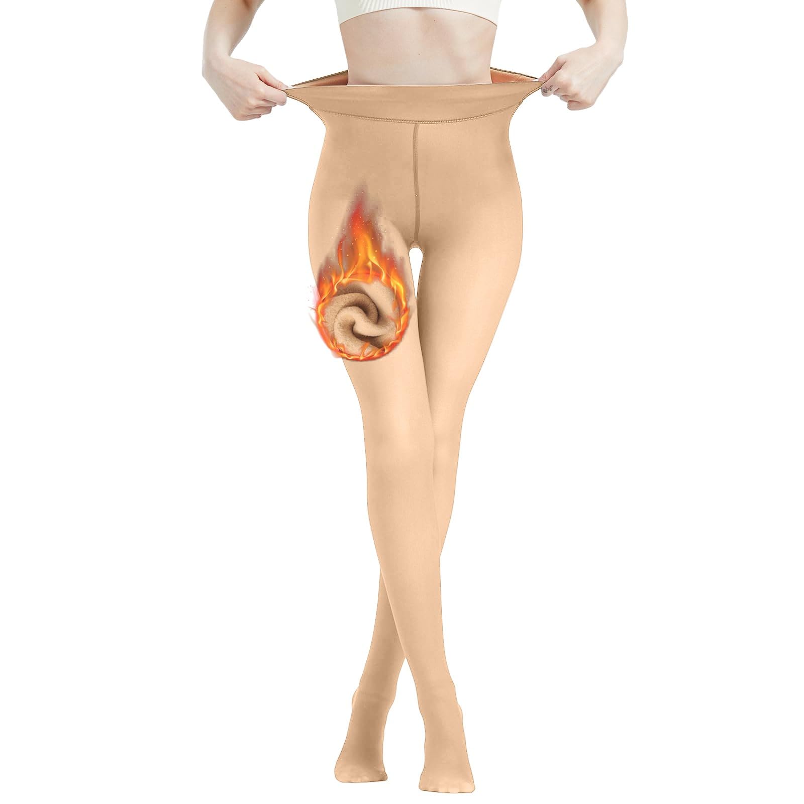 Generico Collant Termici per Donna Invernali, Collant Termici Donna Effetto Trasparente Foderati in Pile Vita Alta Comodi Elasticizzati Spesse Collant Felpati Donna con Tre Diverse Spessori