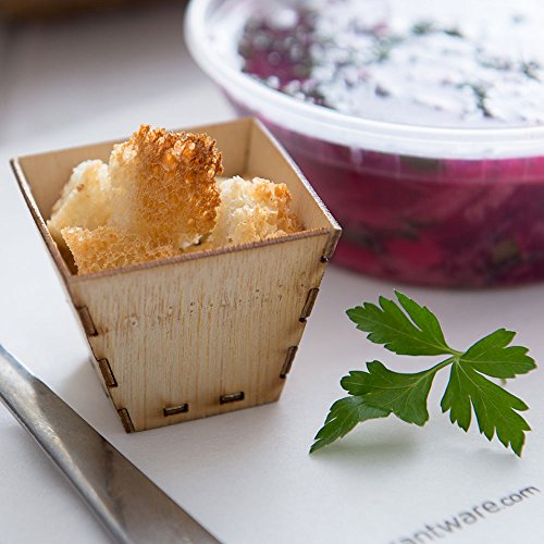 Image of Restaurantware 2 Ounce Appetizer Cups 100 Square Mini Dessert Cups - Durable Disposable Bamboo Tasting Bowls Sustainable For Snacks And Samples