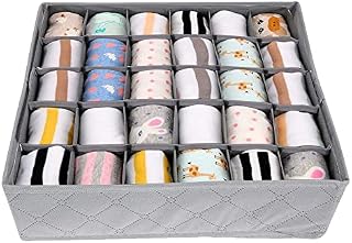 JJPRIME - Closet Organizers and Storage Drawers 30 Slots Closet Dividers Draw Organiser Antibacterial Dustproof Odorless for Underwear Storage Socks and Ties Fabric, Grey