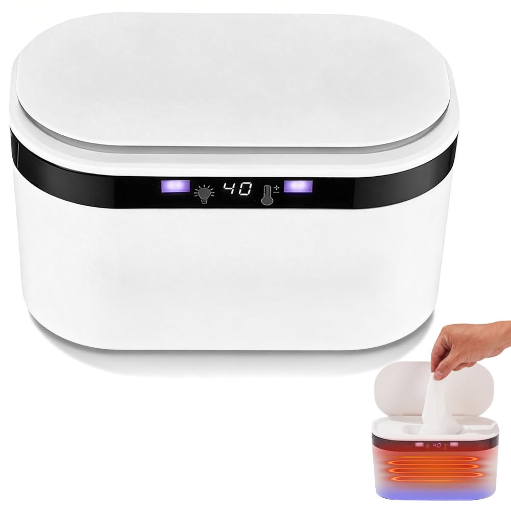 Feuchttuch Wärmer, Feuchttuchwärmer mit 3 Heizstufen und LED Nachtlicht, Baby Wischtuchwärmer für 120 Tücher, USB, Konstanttemperatur, Schnell Erwärmender Wipes Wärmer für Zuhause Unterwegs
