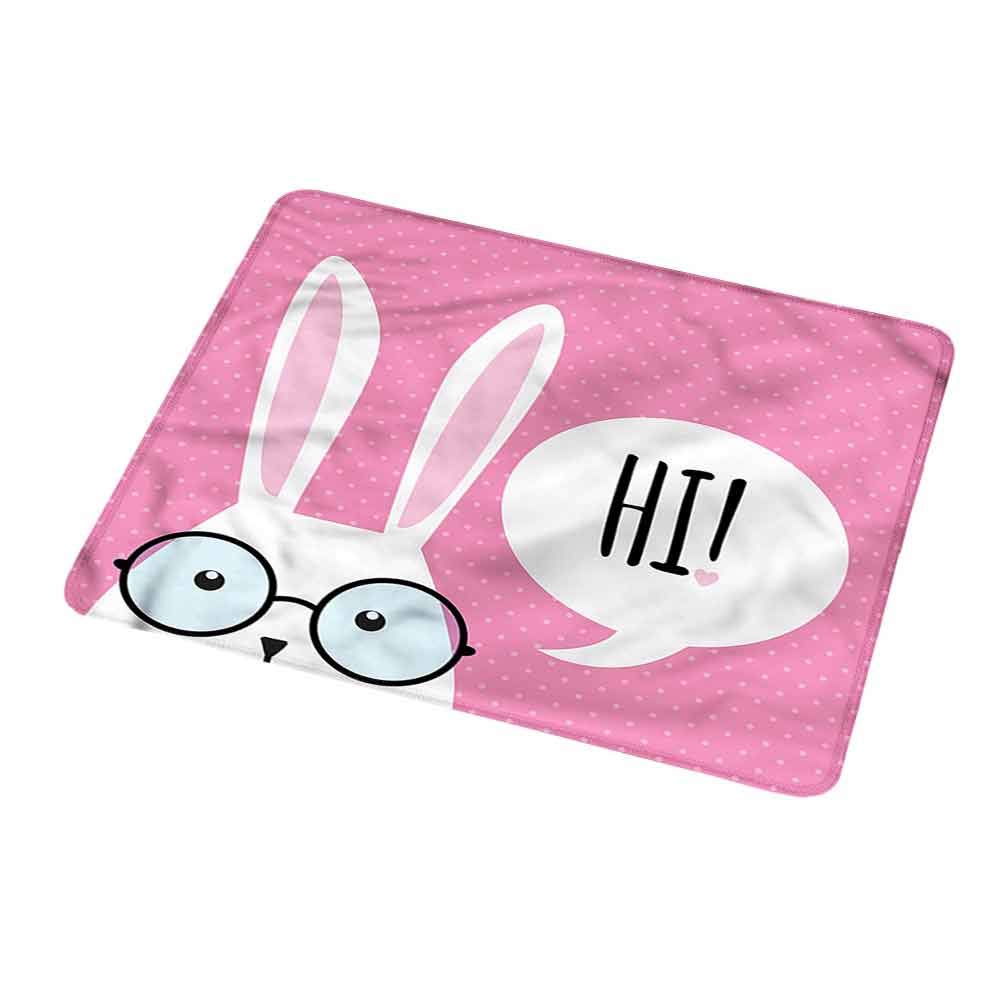 Mousepad Waterproof Non-Slip Rubber Rabbit,Speech Bubble Hi Greetings 16x30 inch for Kids