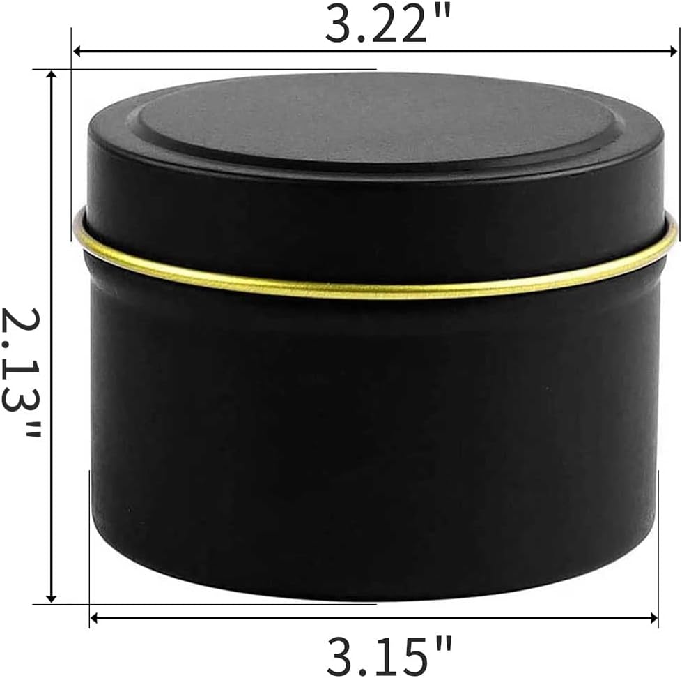 Bunhut Candle Tins 8 oz with Lids, 24 Pack Empty Candle Jars for Candle Making, Black Metal Candle Containers Bulk for DIY Projects, Home Decor, Gifts and Storage