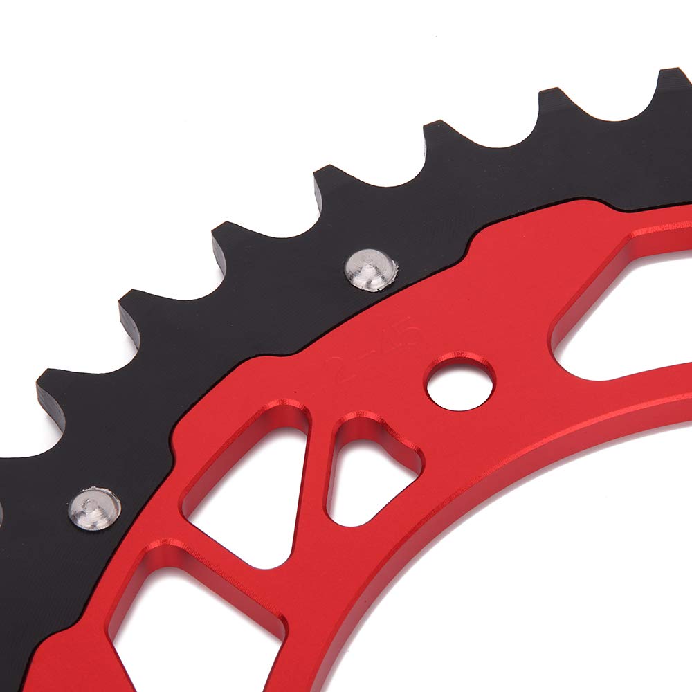 Piñón Trasero Moto 520-45T Aluminio para Beta RR 250-498 CC Enduro Rojo | Corona de cadena aluminio 520-45T con tornillos, Dirt Bike y motocross, para Beta RR 430 480RR 500 RS RR-S 250-498 cc