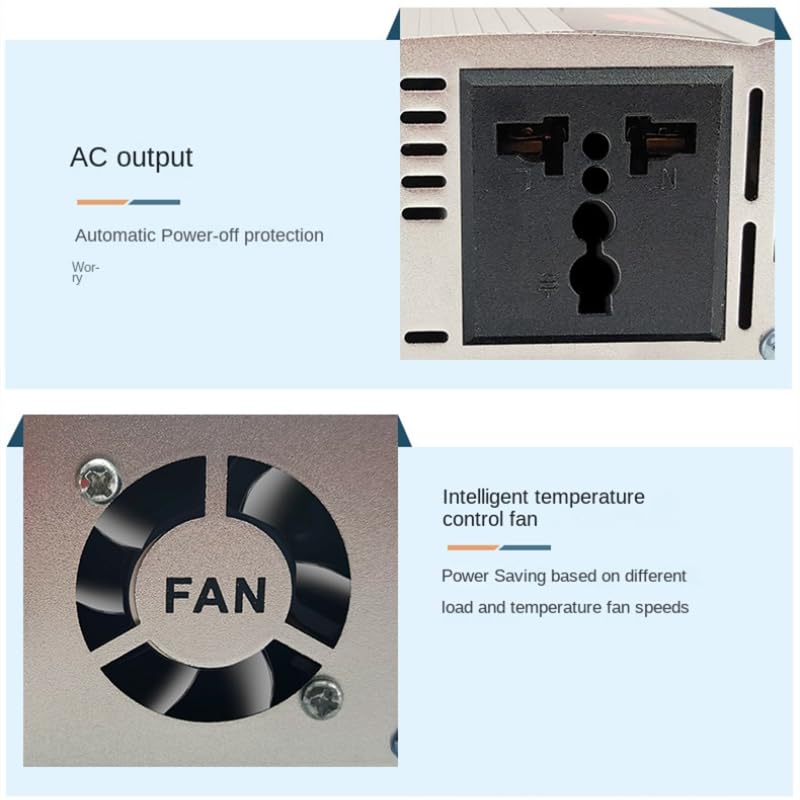Inverter Auto,Inverter Onda Pura Inverter 12v 220v Inverter solare 500W 1000W 1500W 2000W Convertitore di tensione portatile Caricabatterie automatico Inverter di potenza for auto(500W 12V)
