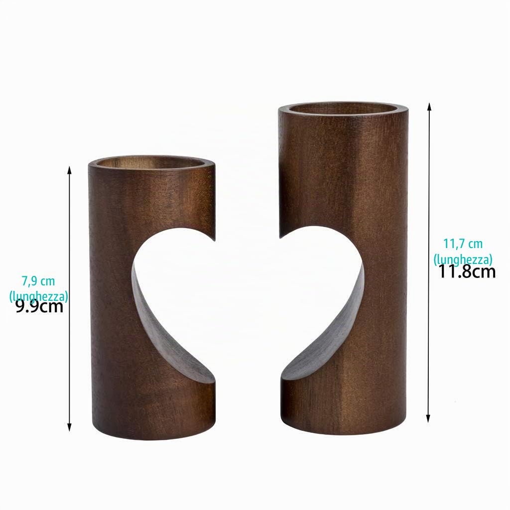 Porta Candele da Tavolo a Forma di Cuore, Set Soprammobili Moderni Legno, Centrotavola per Decorazioni Casa - Bruno