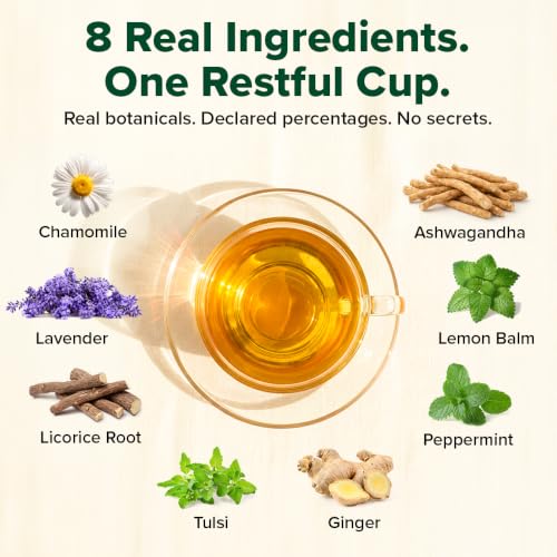 Image of VAHDAM Restful Sleep Herbal Infusion | Promotes Deep Sleep & Helps with Insomnia, Snoring | Caffeine Free | 8-Herb Blend | 30 Tea Bags