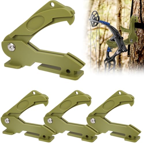 SprintGy 4Pcs Saddle Hunting Bow Hangers, Saddle Hunting Gear Accessory Hooks for Gear Strap Treestand Rope, Sturdy and Lightweight, Outdoor Tree Stand Bow & Gear Hanger for Camping Hiking