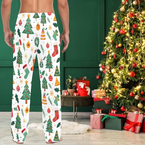 visesunny Mens Cotton Pajama Pants PJ Bottoms Christmas Stocking Decoration Lightweight Soft Lounge Sleepwear with Pockets4